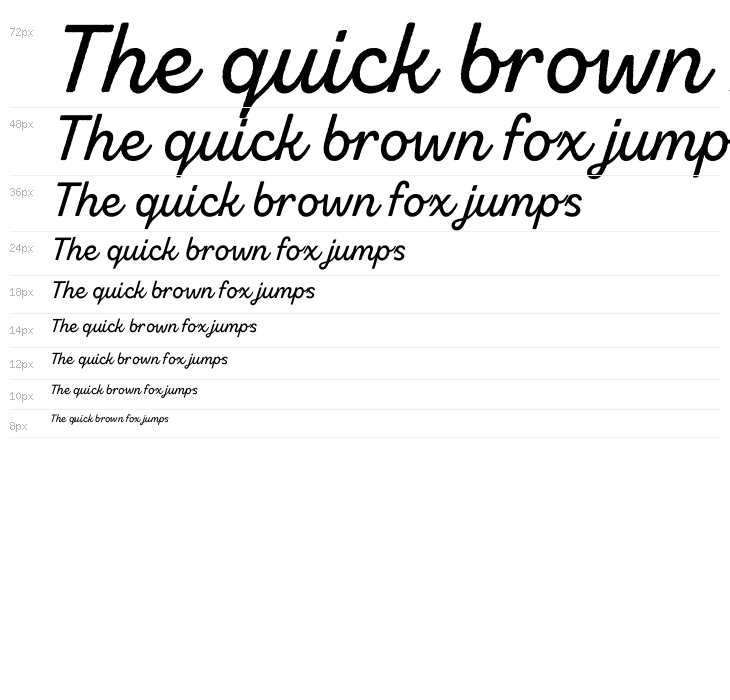 Zing Script Rust SemiBold Demo Base Waterfall
