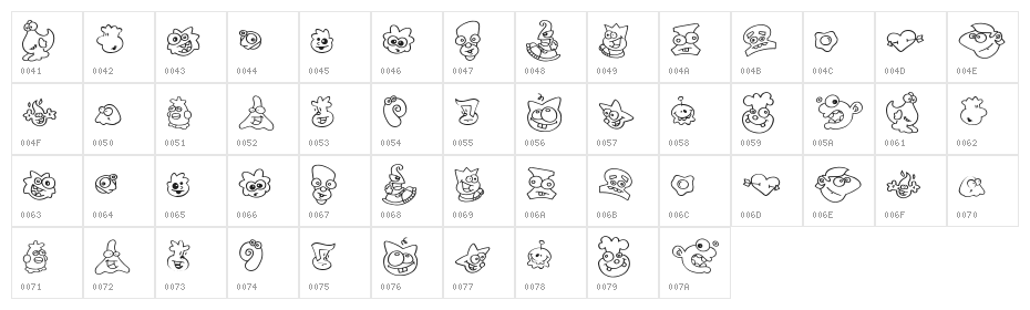 ZingDing Character Map