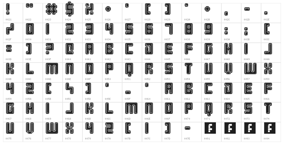 Zirconia Regular Character Map