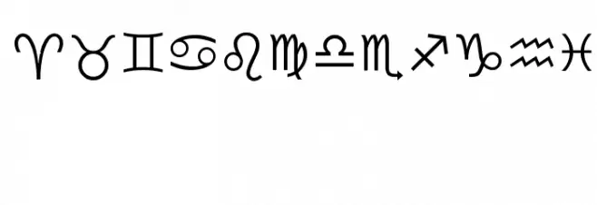 Zodiac Alphabet Schriftart Groß