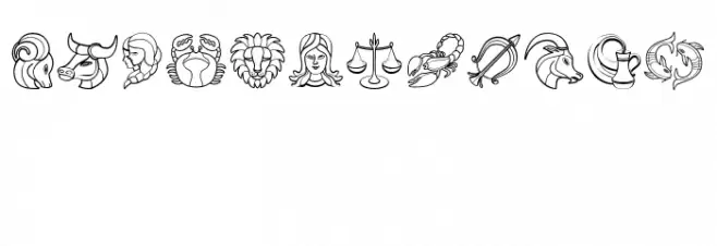 Zodiac Signs Regular Font Litere mari