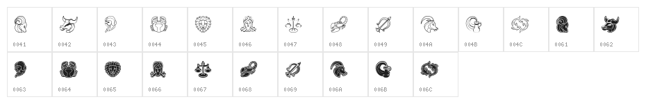 Zodiac Signs Regular Character Map