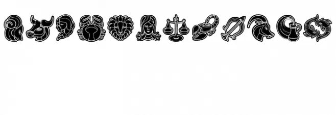 Zodiac Signs Regular फ़ॉन्ट लोअरकेस