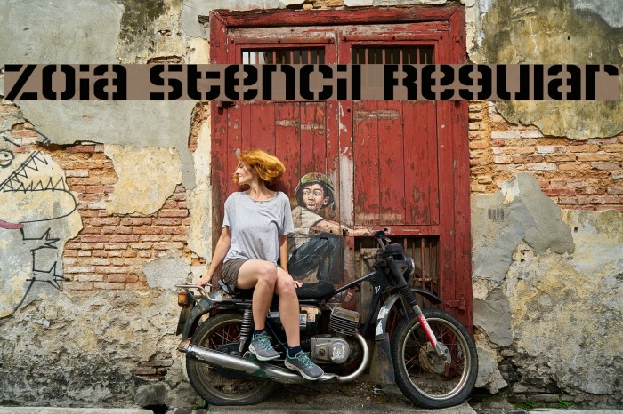 Zoia Stencil Regular Font examples
