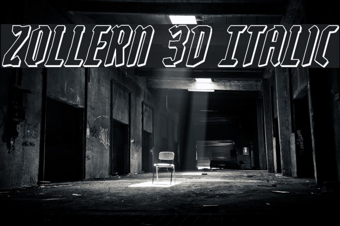 Zollern 3D Italic Font examples