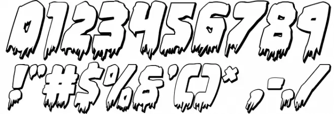 Zombie Control 3D Italic Font OTHER CHARS