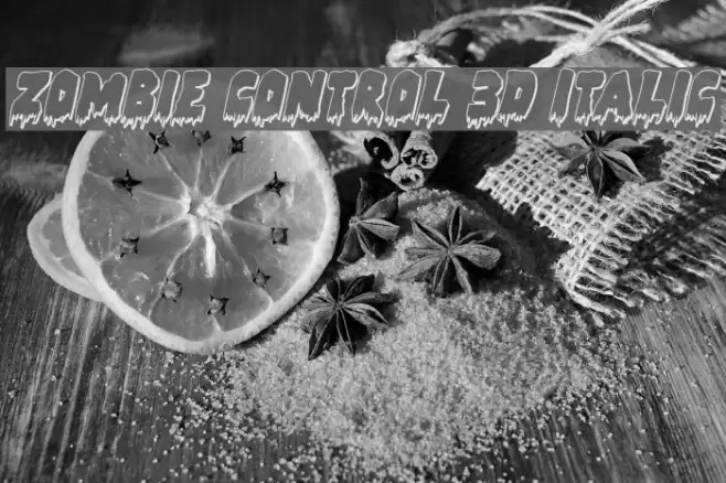 Zombie Control 3D Italic Font examples