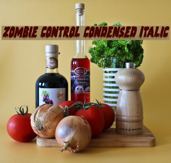 Zombie Control Condensed Italic Example 3