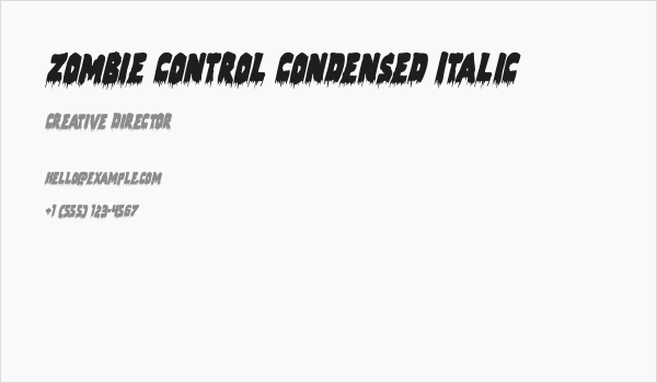 Zombie Control Condensed Italic Business Card