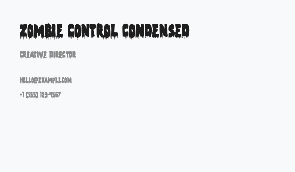 Zombie Control Condensed Business Card