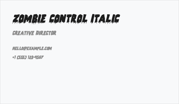 Zombie Control Italic Business Card