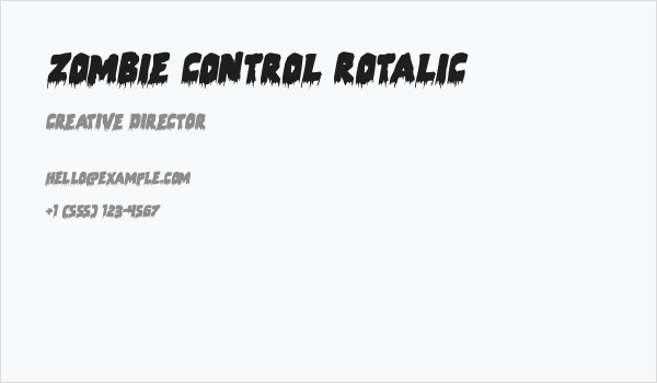 Zombie Control Rotalic Business Card