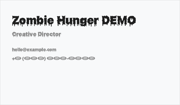 Zombie Hunger DEMO Business Card