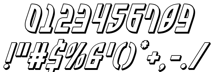 Zone Rider 3D Italic Font OTHER CHARS