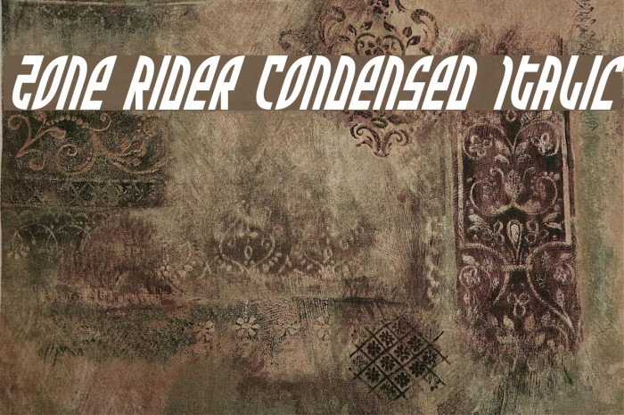 Zone Rider Condensed Italic Font examples