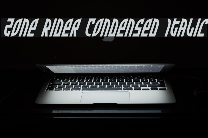 Zone Rider Condensed Italic Font examples