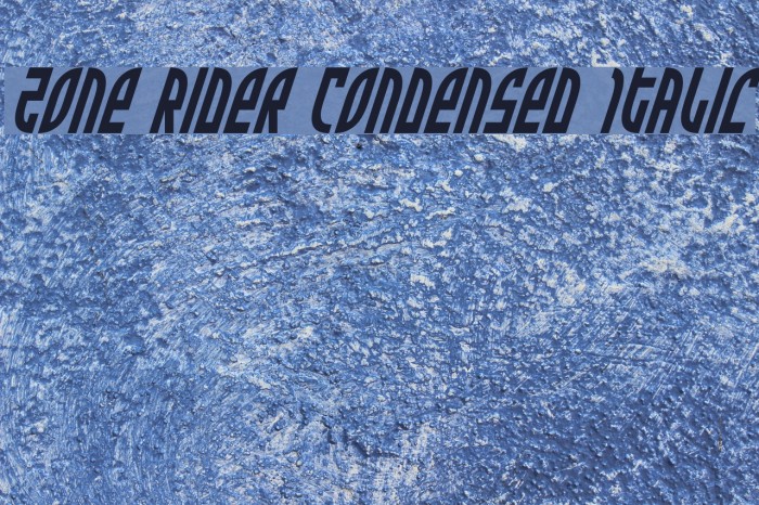 Zone Rider Condensed Italic Font examples