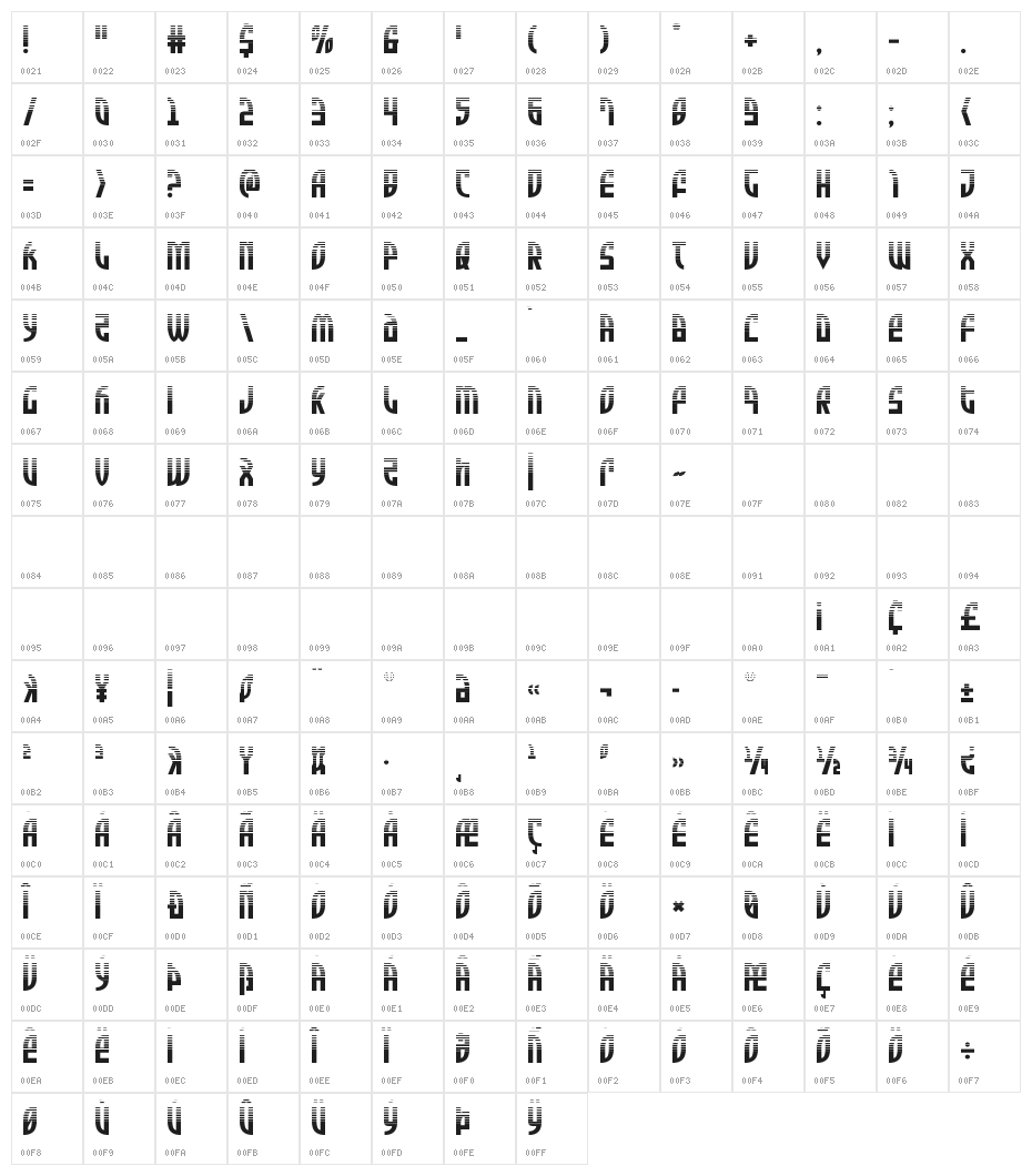 Zone Rider Halftone Character Map