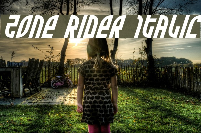 Zone Rider Italic Font examples
