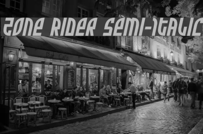 Zone Rider Semi-Italic Font examples