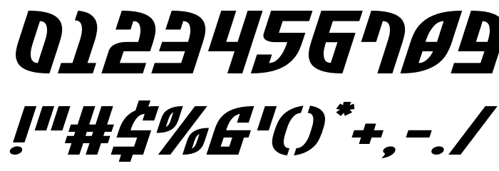 Zone Rider Xtra-Expanded Italic Font OTHER CHARS