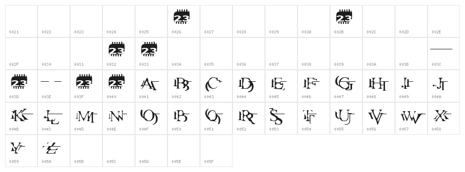 Zone23_zazen matrix Character Map