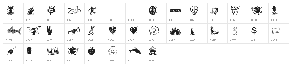 Zono Dingbats Character Map