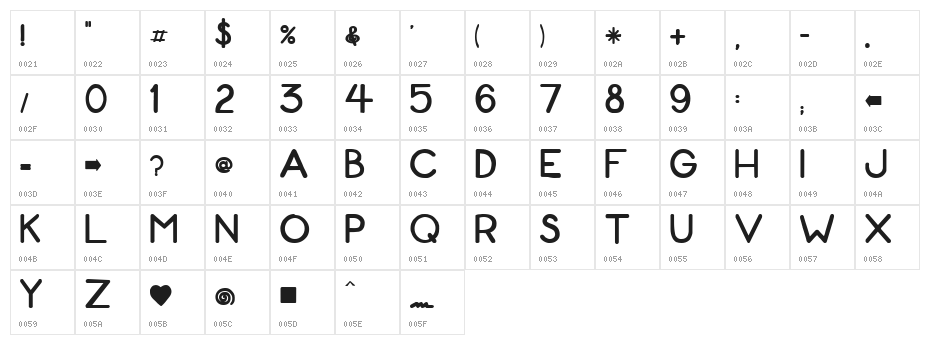 ZonoToon  Bold Character Map