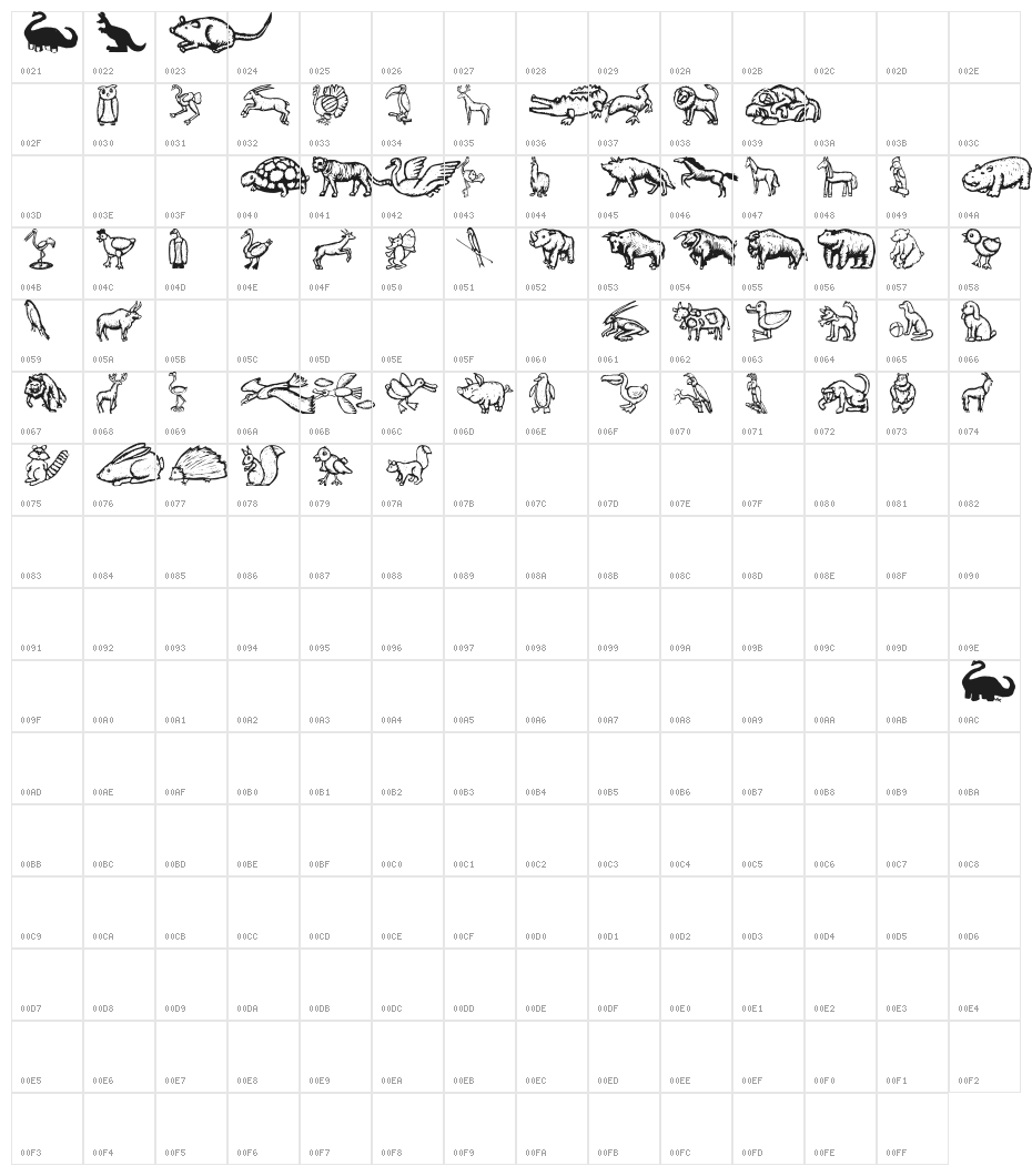 ZooWoodcutsM Character Map