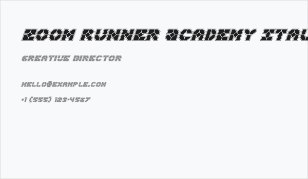 Zoom Runner Academy Italic Business Card