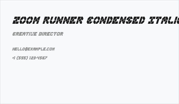 Zoom Runner Condensed Italic Business Card