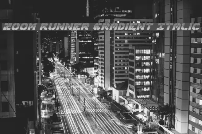 Zoom Runner Gradient Italic Font examples