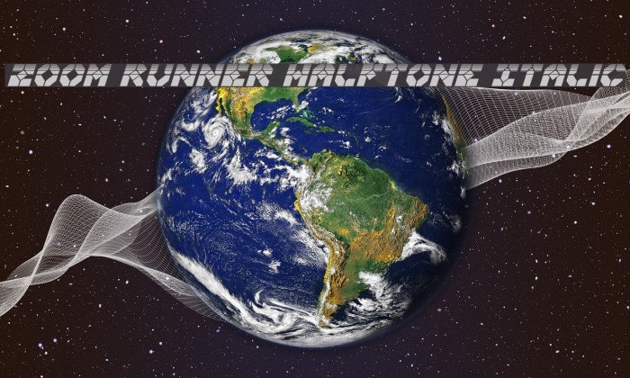Zoom Runner Halftone Italic Font examples