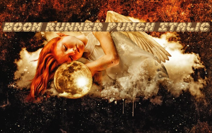 Zoom Runner Punch Italic Font examples