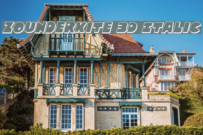 Zounderkite 3D Italic Font examples