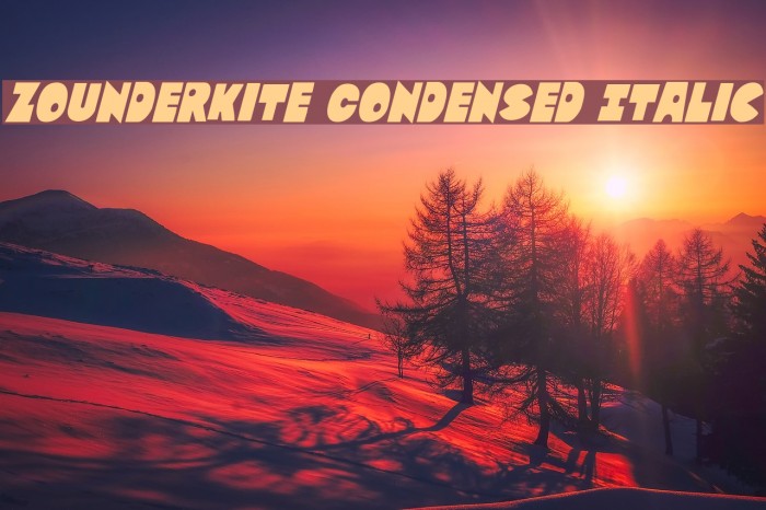 Zounderkite Condensed Italic Example 3