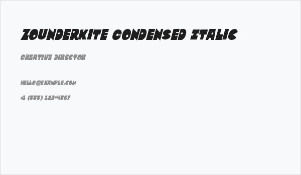 Zounderkite Condensed Italic Business Card