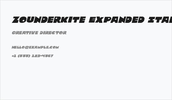 Zounderkite Expanded Italic Business Card