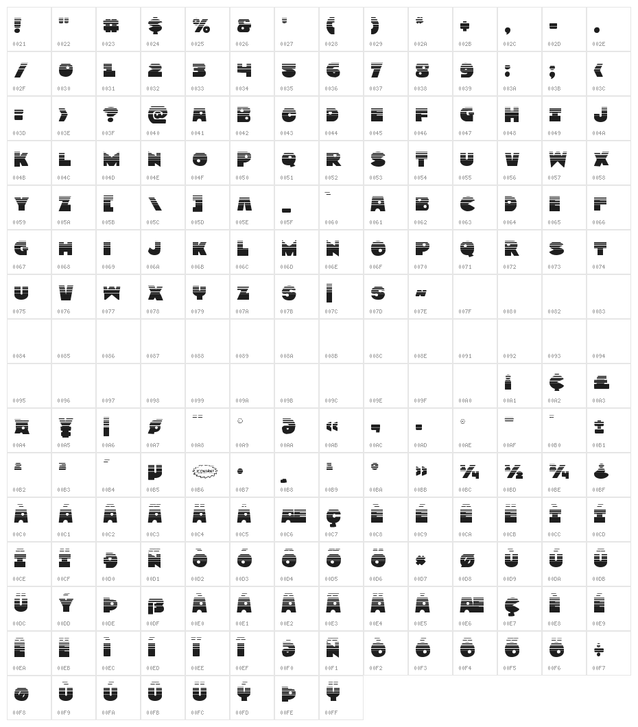 Zounderkite Halftone Character Map