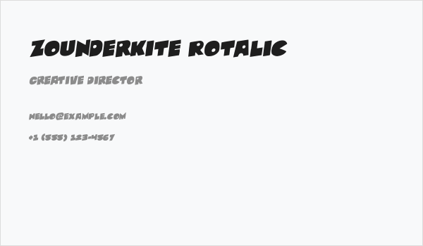 Zounderkite Rotalic Business Card