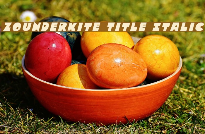 Zounderkite Title Italic Font examples