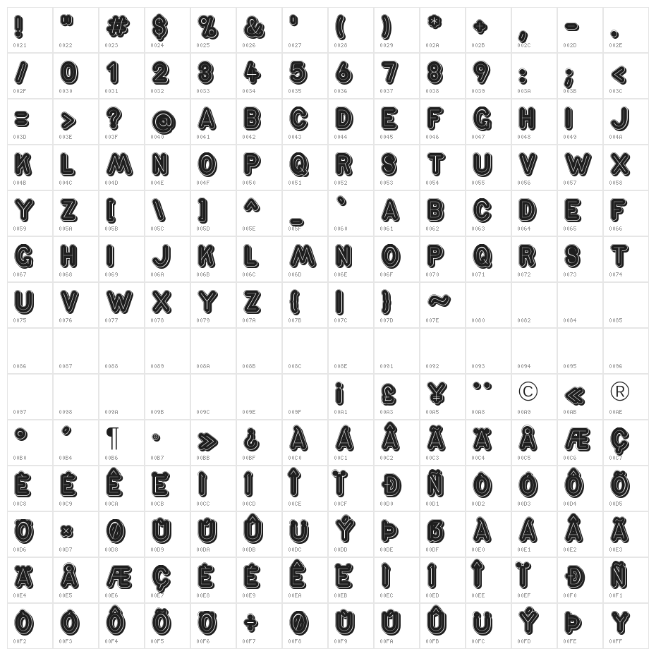 ZschuschLightSchattenB Character Map