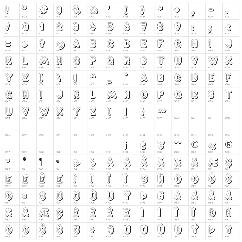 ZschuschLightSchattenC Character Map