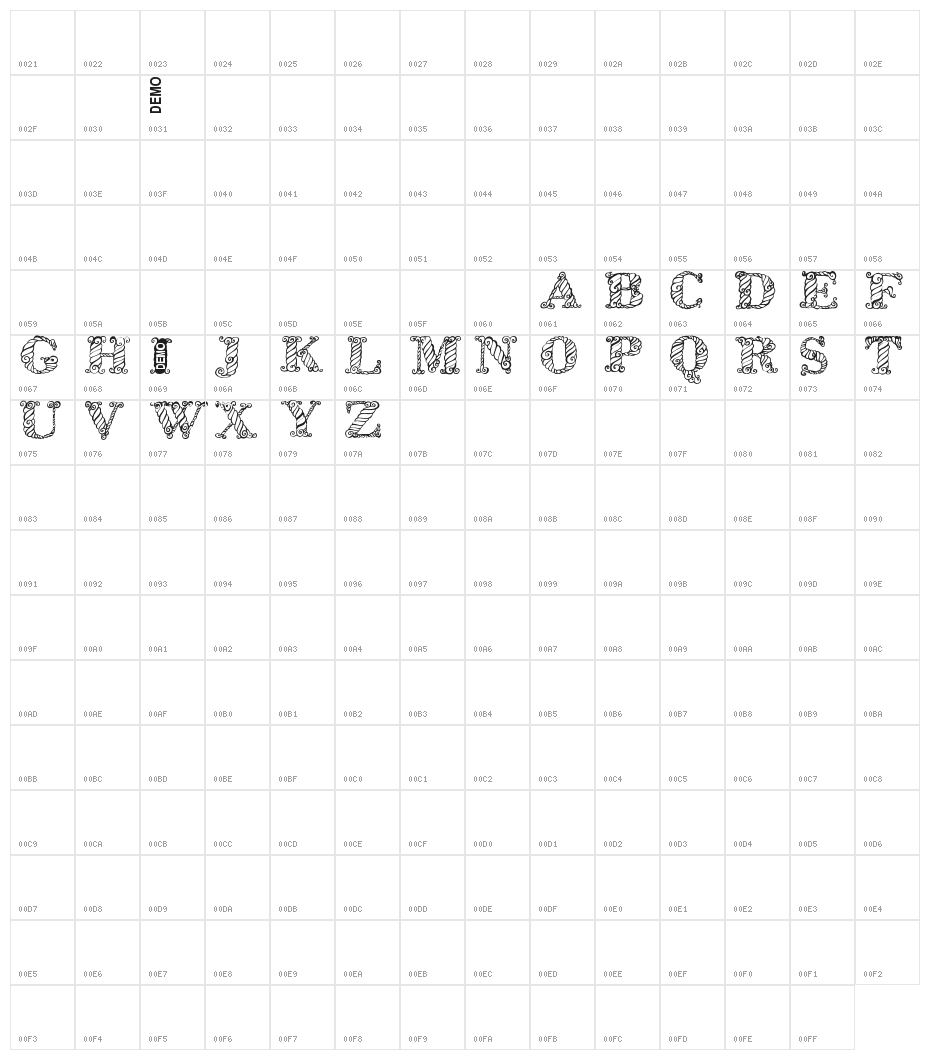 Zsynor Demo Character Map