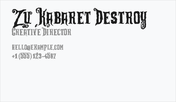 Zu Kabaret Destroy Business Card