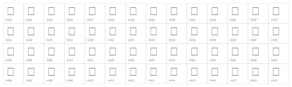 ZurikaB Bold Character Map