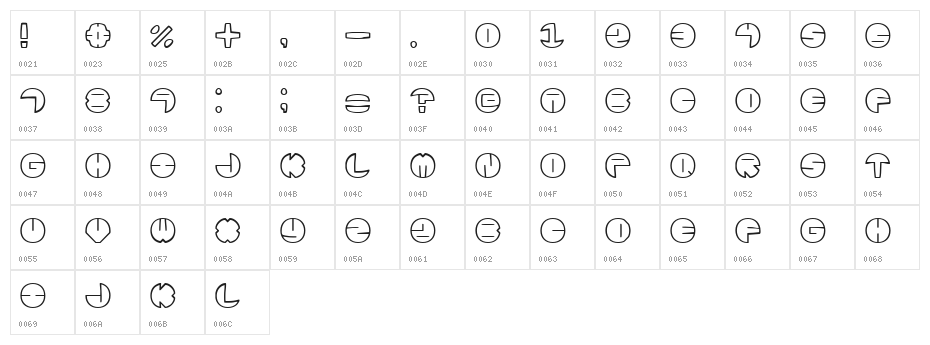 Zurklez Outline BRK Character Map