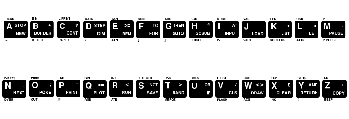 ZX-Spectrum Keyboard Solid Schriftart Kleinbuchstaben