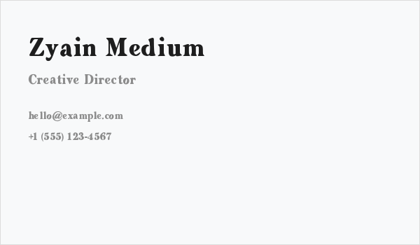 Zyain Medium Business Card