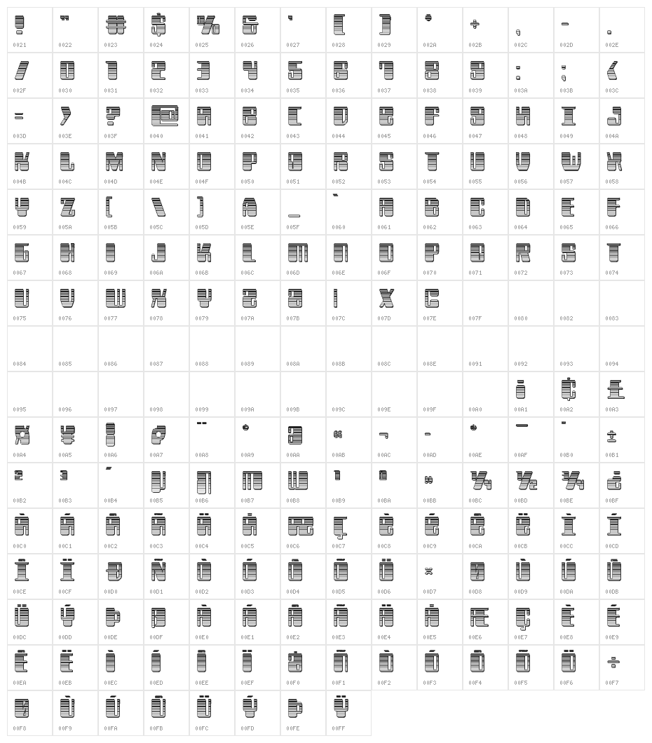 Zyborgs Chrome Character Map